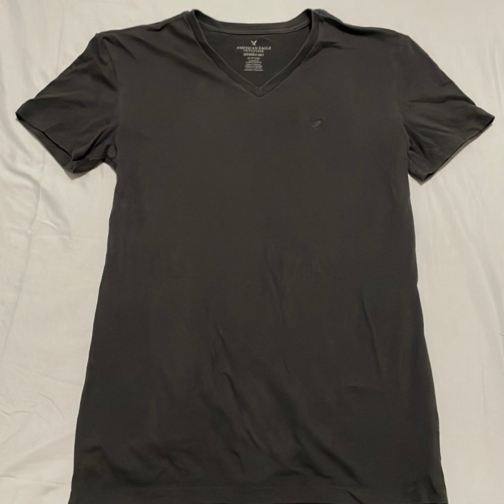 Mens Black V-Neck Seriously Soft Tee XS American Eagle